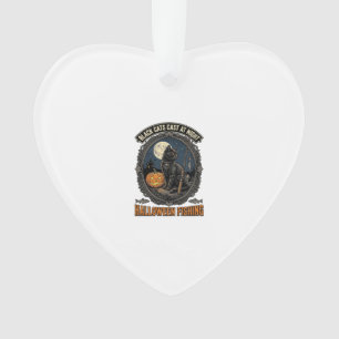 Halloween Fishing Cat Vintage Pumpkin Design_1 Ornament