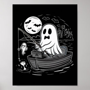 Halloween Fishing Shirt Spooky Ghost Fisherman Fis Poster