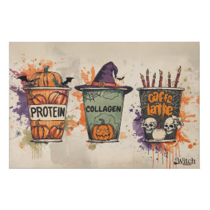 Halloween Fitness - Protein, Collagen & Caffè Latt Faux Canvas Print