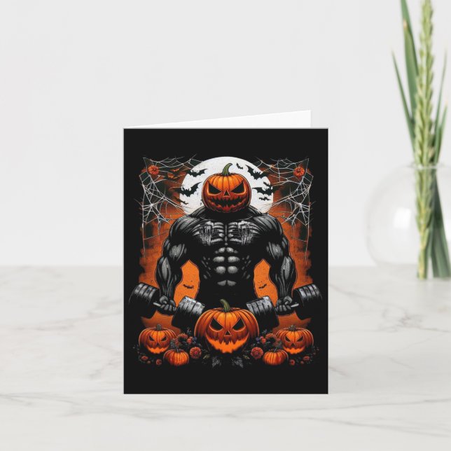 Halloween Fitness Skeleton Workout - Funny Gym Hal Card (Front)