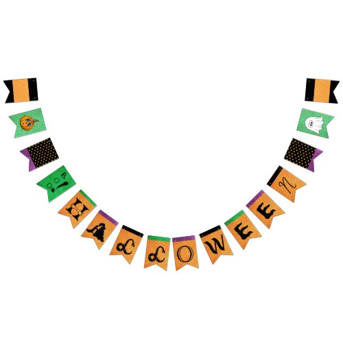 Halloween Flag Party Banner Purple Green Pumpkin