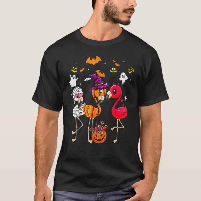 Halloween Flamingo Flamingoween Witch Vampire Mumm T-Shirt (Front)