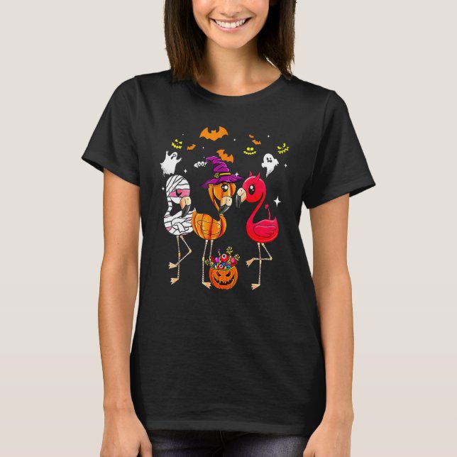 Halloween Flamingo Flamingoween Witch Vampire Mumm T-Shirt (Front)