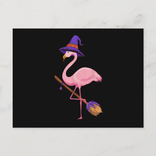 Halloween Flamingo Funny Flamingo Lover Witch Hat  Postcard