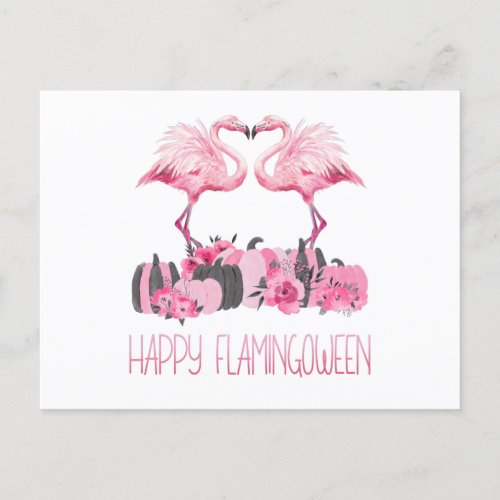 Halloween Flamingo Happy Flamingoween Watercolor Postcard