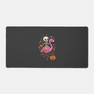 Halloween Flamingo Skeleton Candy Bucket Vector De Desk Mat