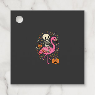 Halloween Flamingo Skeleton Candy Bucket Vector De Favor Tags