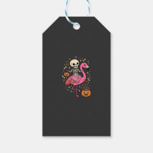 Halloween Flamingo Skeleton Candy Bucket Vector De Gift Tags