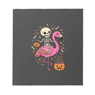 Halloween Flamingo Skeleton Candy Bucket Vector De Notepad
