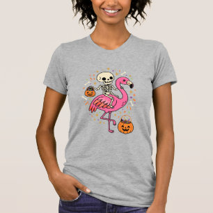 Halloween Flamingo Skeleton Candy Bucket Vector De T-Shirt