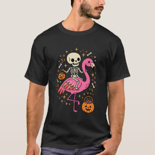 Halloween Flamingo Skeleton Candy Bucket Vector De T-Shirt