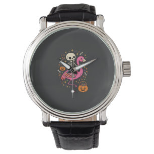 Halloween Flamingo Skeleton Candy Bucket Vector De Watch