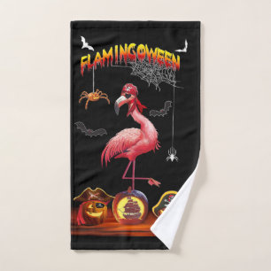 HALLOWEEN FLAMINGOWEEN  PIRATE HAND TOWEL