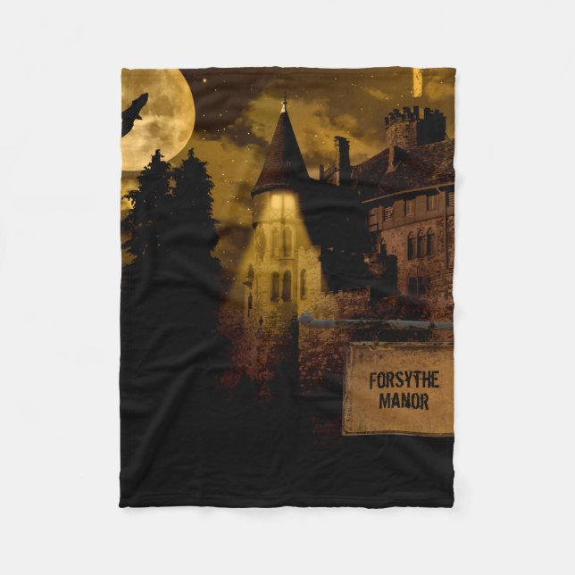 Halloween | Fleece Blanket | Haunted Manor (Front)