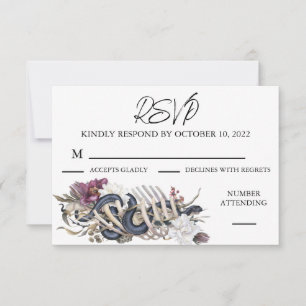Halloween Floral Autumn Watercolor Spooky RSVP Card