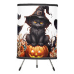 Halloween Floral Black Cats Cute Witch Kitten Fall Tripod Lamp at Zazzle