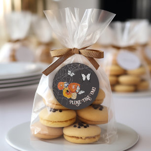 Halloween Floral Butterfy Spider Web Treat Bag Classic Round Sticker