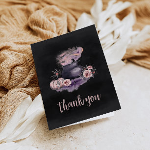 Halloween Floral Cauldron Letterpress Thank You Card