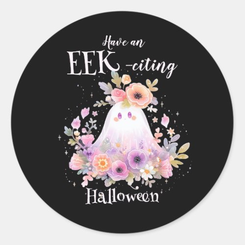Halloween Floral Ghost Classic Round Sticker