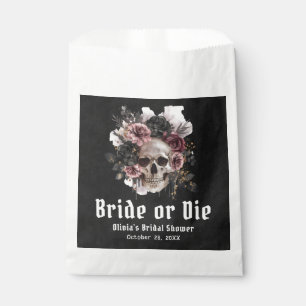 Halloween Floral Skull Bride or Die Bridal Shower Favor Bag