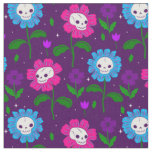 halloween floral skull flowers purple fabric