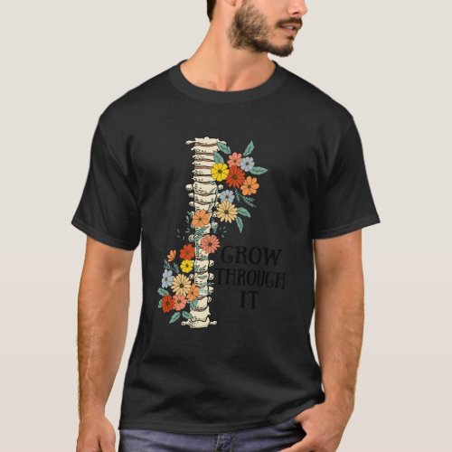 Halloween Floral Spine Grow Through It Wildflowers T_Shirt