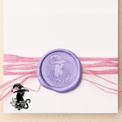 Halloween Floral Witches Hat Cat Lovers   Wax Seal Sticker