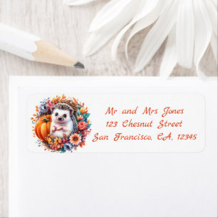 Halloween Floral Wreath - The Hedgehog - Address Label