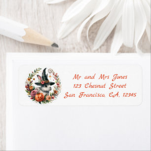 Halloween Floral Wreath - The Rabbit -  Address Label