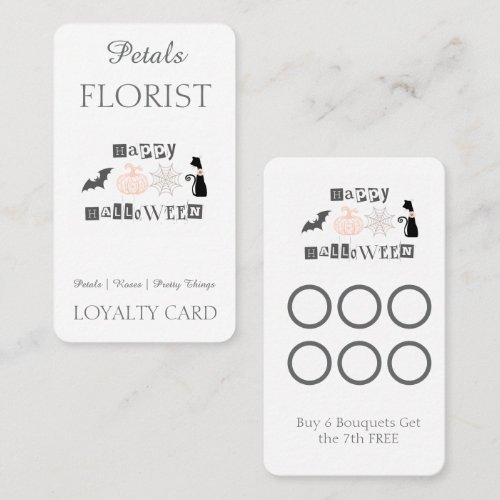 Halloween florist business branding loyalty card