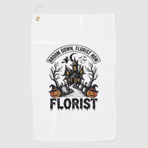 Halloween Florist Witch Vintage Haunted House Shir Golf Towel