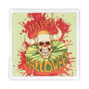 Halloween flyer: diabolical clown theme acrylic tray