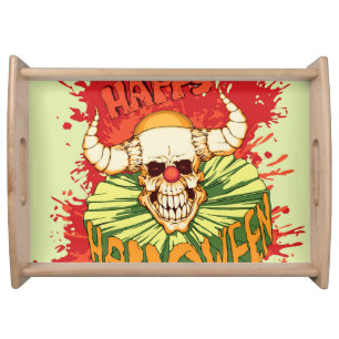 Halloween flyer: diabolical clown theme serving tray