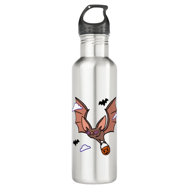 Halloween flying bat cute stainless steel water bottle (Front)