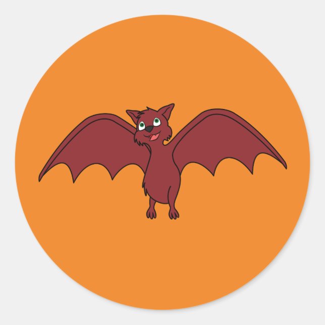 Halloween Flying Bat in Vampire Red Classic Round Sticker (Front)