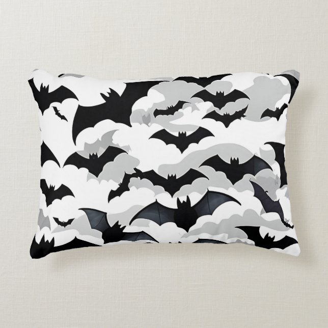 Halloween Flying Bats Accent Pillow (Front)