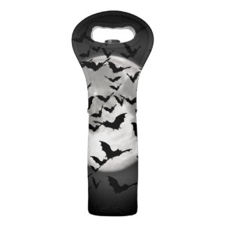 Halloween Flying Bats and a Full Moon Wine Bag