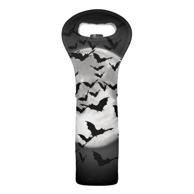 Halloween Flying Bats and a Full Moon Wine Bag (Back)