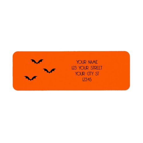 Halloween Flying Bats Orange Black Modern Label