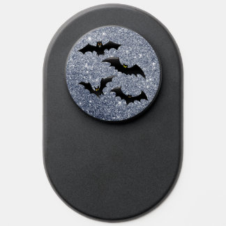 Halloween Flying Bats over Silver Glitter  PopSocket