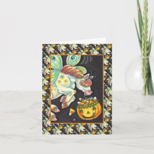 HALLOWEEN FLYING HORSE CANDY CORN Blank Note Card