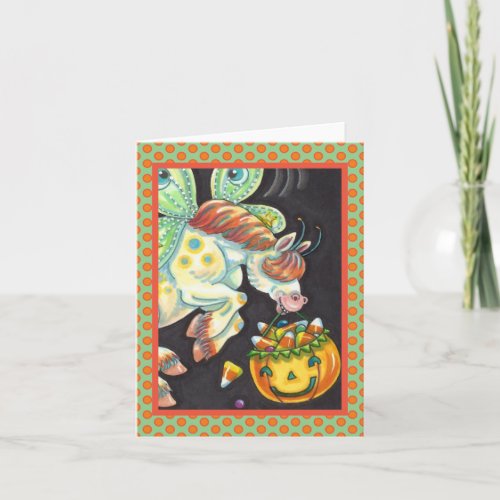 HALLOWEEN FLYING HORSE CANDY CORN Blank Note Card