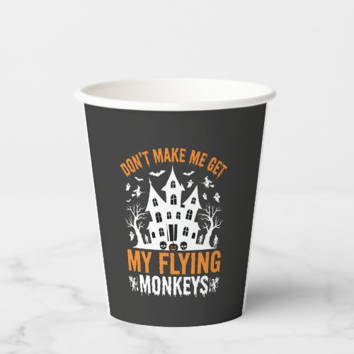 Halloween Flying Monkeys Haunted House Graphic Paper Cups