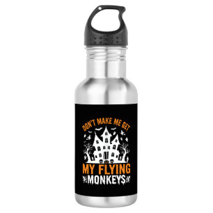 Halloween Flying Monkeys Haunted House Graphic Stainless Steel Water Bottle