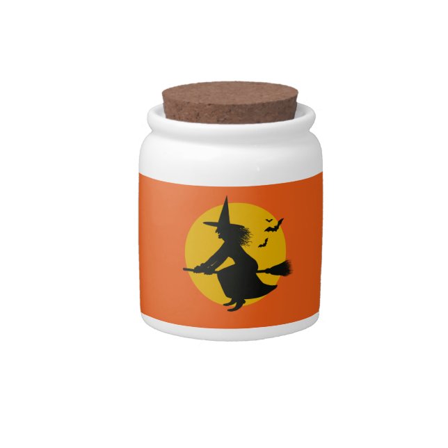 Halloween Flying Witch Candy Jar (Front)