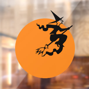 Halloween flying witch funny spooky decorations window cling