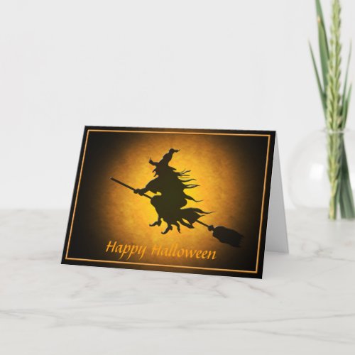 Halloween Flying Witch Greeting Card