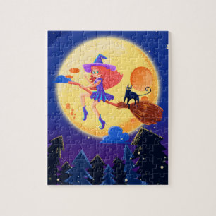 Halloween Flying Witch Jigsaw Puzzle