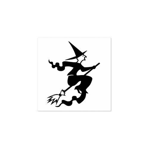 Halloween Flying Witch on Broom Kids DIY Art Craft Rubber Stamp