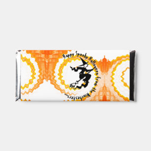 Halloween flying witch Orange magic spell custom Hershey Bar Favors